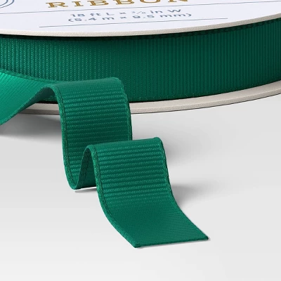 18' Christmas Fabric Ribbon Green Grosgrain - Wondershop™ 4 18' Christmas Fabric Ribbon Green Grosgrain - Wondershop™ - Image 2
