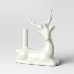 8.25" Taper Crackled Ceramic Deer Christmas Candle Holder White - Wondershop™ -Christmas Supplies Store GUEST 9e94e409 2e85 4313 a7dd f2b16fdd0709