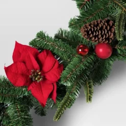 6' Mixed Greenery With Poinsettia Flowers Decorated Artificial Christmas Garland - Wondershop™ -Christmas Supplies Store GUEST a6674f49 ca44 493d 9e87 c9e8de7fd241