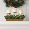 Battery Operated Flameless Pillar Candle And Candle Holder In Gold Tray With Faux Christmas Greenery - Wondershop™ -Christmas Supplies Store GUEST a7e92b35 a91c 4be2 8e7f 31b95e222298