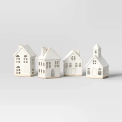 10pc Battery Operated Ceramic Christmas Village Set With Bottle Brush Trees - Wondershop™ White/Tan -Christmas Supplies Store GUEST aa1ec4a3 06c6 46ac 9e80 65af87efb80d