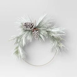 22" Pre-lit Flocked Mixed Pine With Glittered Pinecones Gold Hoop Artificial Christmas Wreath Warm White Lights - Wondershop™ -Christmas Supplies Store GUEST ac2ba340 9955 430b b003 856e440300a7