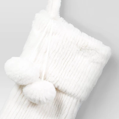 20" Christmas Striped Faux Fur Stocking White - Wondershop™ 4 20" Christmas Striped Faux Fur Stocking White - Wondershop™ - Image 2