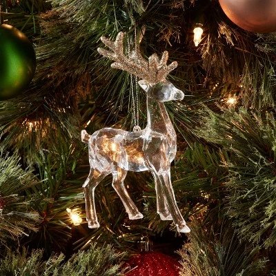 Acrylic Deer With Glittered Antlers Christmas Tree Ornament - Wondershop™ 3 Acrylic Deer With Glittered Antlers Christmas Tree Ornament - Wondershop™