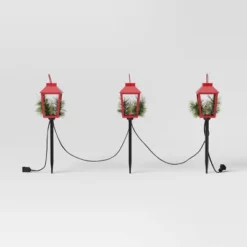 3pc Incandescent Red Metal Lantern With Greenery Christmas Novelty Path Light Clear - Wondershop™: UL Listed, Festive Outdoor Decor -Christmas Supplies Store GUEST b3ac9481 f5ef 404f b6f1 e0e0a7ea7e34