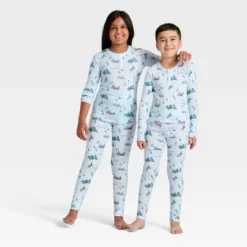 Kids' "Tis The Ski-son!" Cozy Knit Long Sleeve Shirt And Pants Holiday Matching Family Pajama Set - Wondershop™ Blue -Christmas Supplies Store GUEST bac4f86a c123 4a1e 9b07 ac31402aa9d9