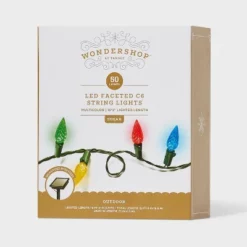 50ct Solar LED Faceted Christmas Indoor Outdoor String Lights With Green Wire - Wondershop™ -Christmas Supplies Store GUEST c42e34ff ec32 4142 b2c8 e74426336514