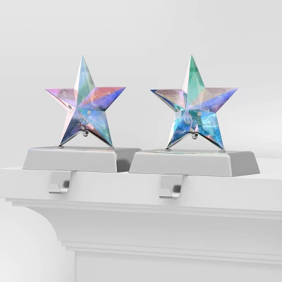2pk Christmas Lit Iridescent Star Stocking Holder - Wondershop™ 5 2pk Christmas Lit Iridescent Star Stocking Holder - Wondershop™ - Image 3