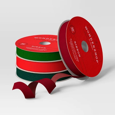 4 Pk Christmas Velvet Ribbon Gift Packaging Accessories Red/Green - Wondershop™ 4 4 Pk Christmas Velvet Ribbon Gift Packaging Accessories Red/Green - Wondershop™ - Image 2