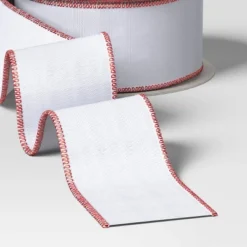 30' Christmas Fabric Ribbon White With Red Edge - Wondershop™ 5 30' Christmas Fabric Ribbon White With Red Edge - Wondershop™ -Christmas Supplies Store GUEST ce2d39e7 fc53 4366 bdd3 09384b8611d3