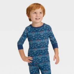 Toddler Hanukkah Ribbed Long Sleeve Shirt And Pants Holiday Matching Family Pajama Set - Wondershop™ Blue -Christmas Supplies Store GUEST cf556ea1 b3de 4b22 8c6d 3cf37b0421be