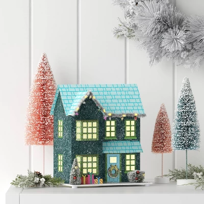 Christmas Glitter House Blue - Wondershop™ 3 Christmas Glitter House Blue - Wondershop™