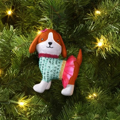 4" Christmas Dog With Pink Skirt Ornament - Wondershop™ 3 4" Christmas Dog With Pink Skirt Ornament - Wondershop™