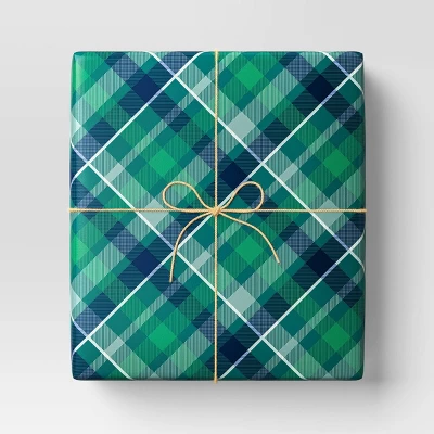 30" 50 Sq Ft Christmas Roll Wrap Green And Navy Plaid - Wondershop™ 3 30" 50 Sq Ft Christmas Roll Wrap Green And Navy Plaid - Wondershop™