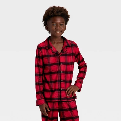 Kids' Plaid Long Sleeve Shirt And Pants Holiday Matching Family Pajama Set - Wondershop™ Red/Black 4 Kids' Plaid Long Sleeve Shirt And Pants Holiday Matching Family Pajama Set - Wondershop™ Red/Black - Image 2