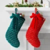 21" Christmas Fringe Fabric Stocking With Bow Green - Wondershop™ -Christmas Supplies Store GUEST f4253552 03c3 413b baed 686f1a5d95ee 1