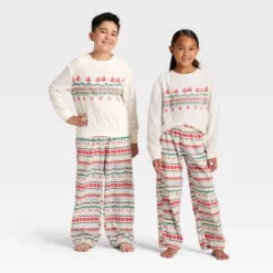 Kids' "Let It Snow" Fair Isle Microfleece Holiday Matching Family Pajama Pants - Wondershop™ Cream -Christmas Supplies Store GUEST f7d95059 5f07 40cf 82da 71d55621510c