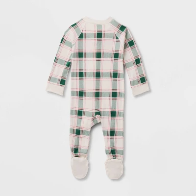 Baby Plaid Ribbed Holiday Matching Family Footed Pajama - Wondershop™ Cream 3 Baby Plaid Ribbed Holiday Matching Family Footed Pajama - Wondershop™ Cream