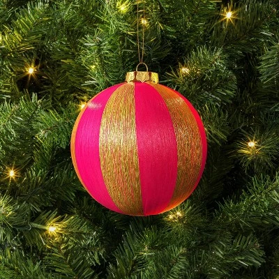 3.5" Christmas Hot Pink Thread Wrapping Ornament - Wondershop™ 3 3.5" Christmas Hot Pink Thread Wrapping Ornament - Wondershop™