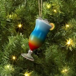 Christmas Glass Rainbow Tropical Drink Ornament - Wondershop™